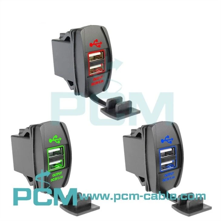 12-24V Dual USB Cargador de coche Interruptor basculante
