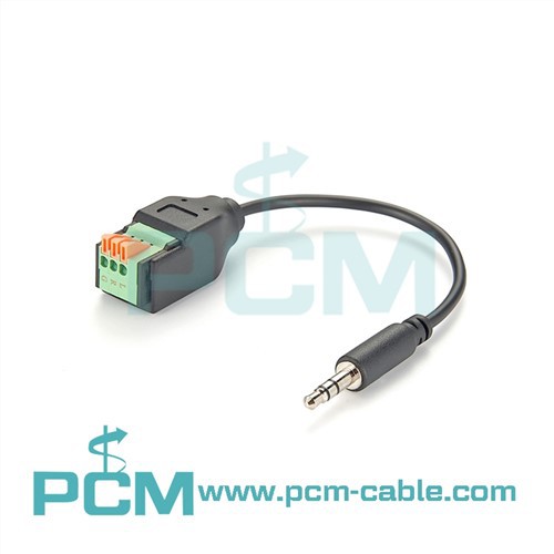 Cable de bloque de terminales de 3,5 mm con botón pulsador