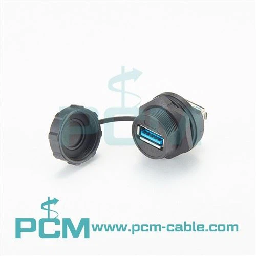 Waterproof USB 3.0 Connector with Dust Cap for Ship,Vehicle,etc.