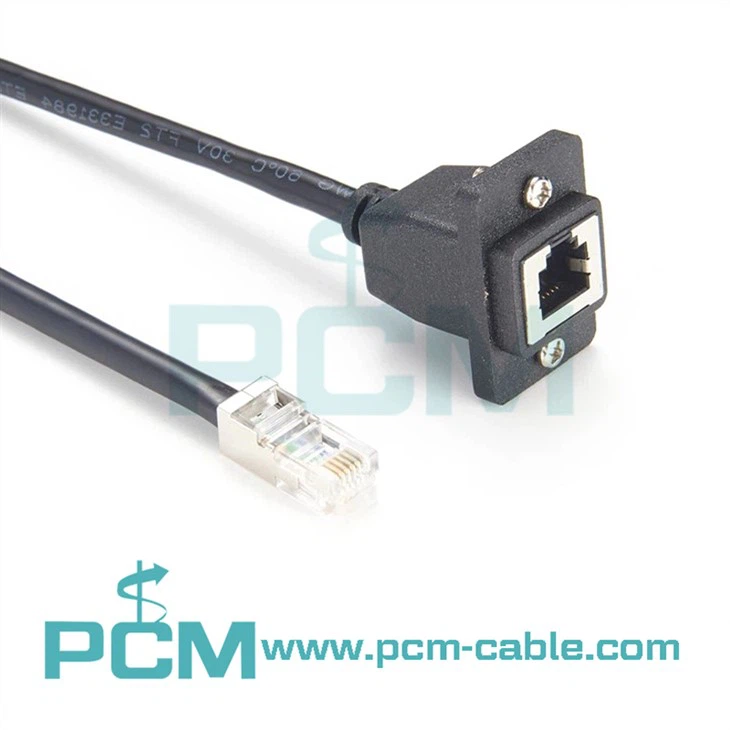 Cable de extensión de red Lan de montaje en panel de teléfono RJ12 6p6c