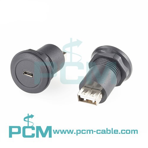Adaptador de montaje en panel redondo Micro USB a USB A