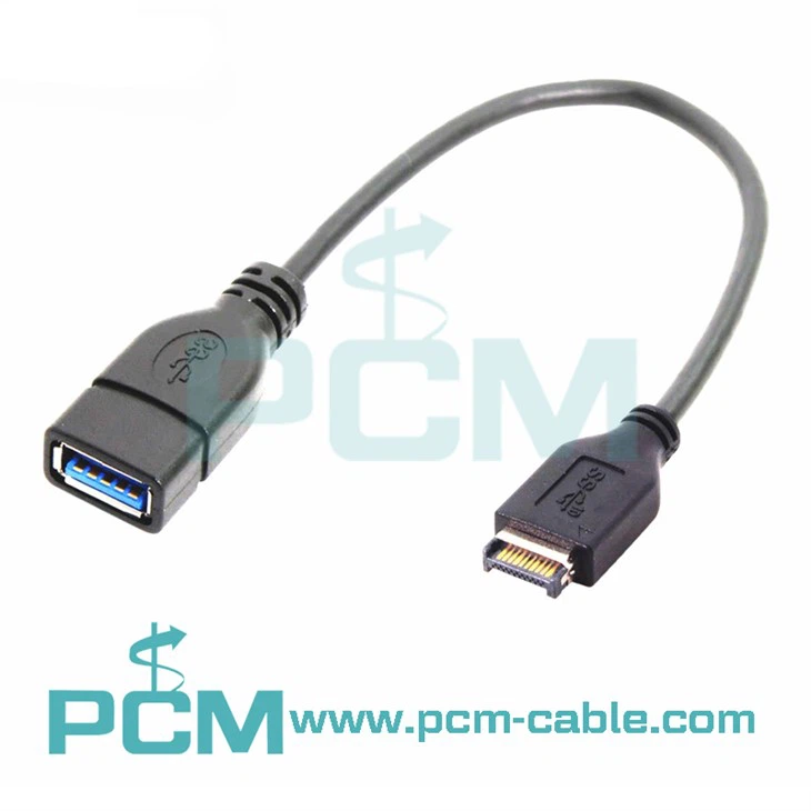Cabecera del panel frontal USB 3.1 tipo E macho a cable USB 3.0 tipo A hembra