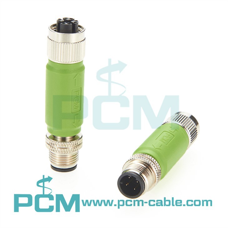 Adaptador m12 d - código masculino a x - código femenino