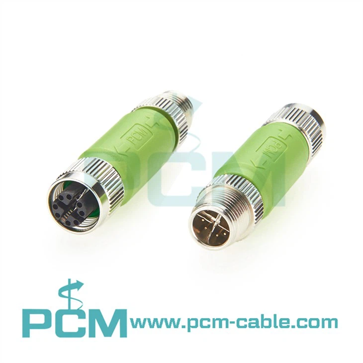 M12 x - Código 8 Pin Macho a femenino conector Ethernet
