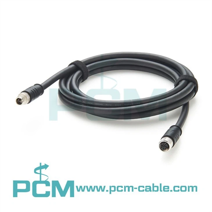 Industrial M12 Y-Code Hybrid Cable Male to Female Connector