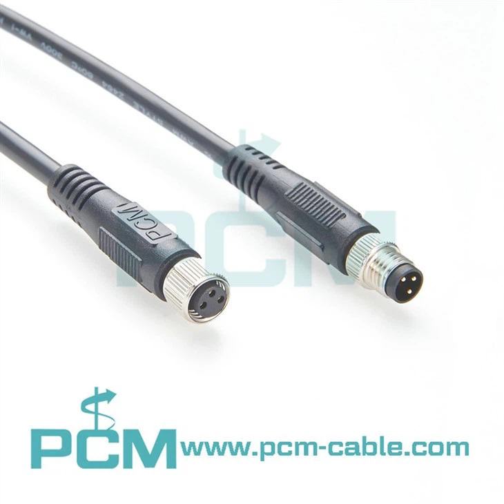 M8 3 Pin Industrial Connecting Cable  Molded M8 Male to Female Cordset