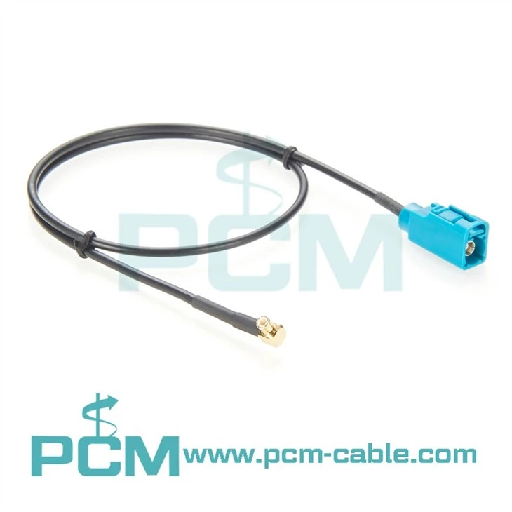 Flexible MCX Right-Angle to FAKRA Jack Cable Assembly, RG-316 Coax, for High-Frequency Signal Transmission