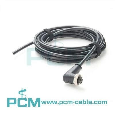 Cable hembra de 7/8" en ángulo recto de 3 pines para extremo abierto