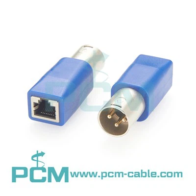 RJ45 Ethernet a 3 pin XLR DMX Adaptador masculino femenino