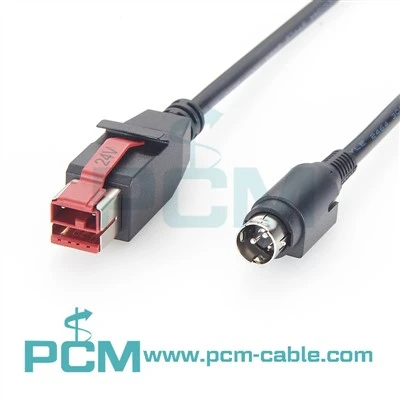 Cable PoweredUSB de 24V a Hosiden de 3 pines para impresoras de terminales POS