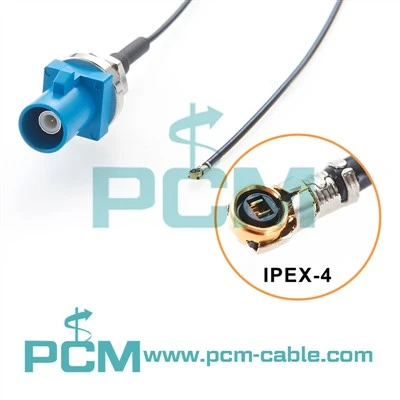 Mamparo FAKRA al conjunto de cable coaxial de IPEX con el cable de 1.13m m RF