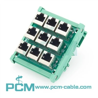Módulo de interfaz RJ45 de carril DIN de 9 puertos