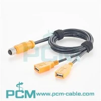Cable M12 A con código de 8 pines a doble USB A