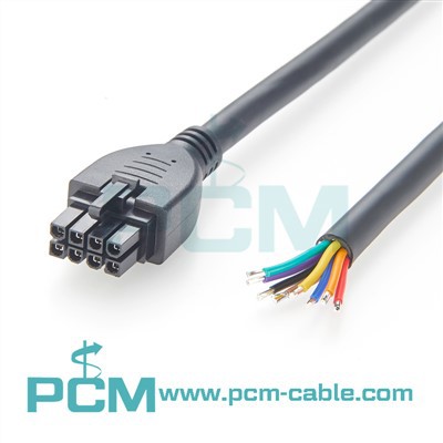 8-Extremo del cable desnudo del arnés sobremoldeado Mini-Fit Jr. del circuito