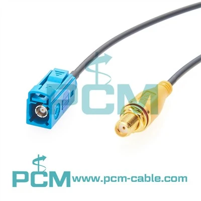 Mamparo hembra de SMA al cable de FAKRA Z Jack usando el cable coaxial RG174