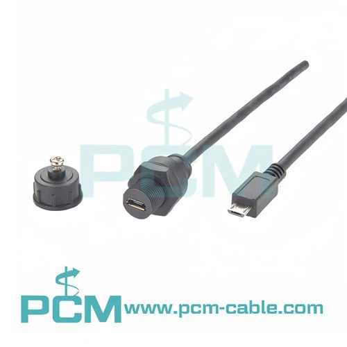 Hembra micro USB impermeable del cable USB a la extensión masculina micro USB
