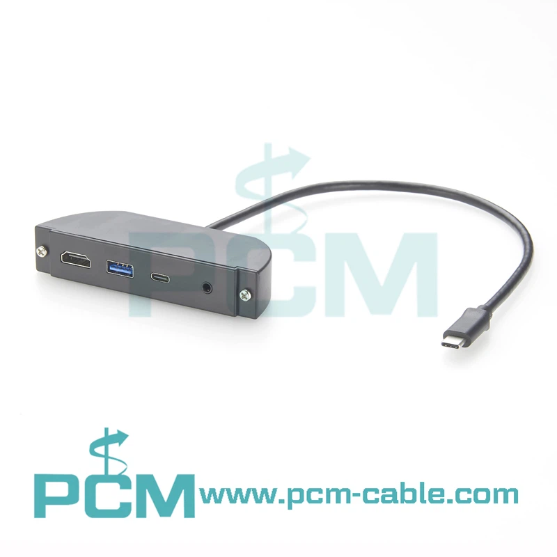 Base de extensión de panel multipuerto USB-C-USB-C a audio + base de montaje en panel de alta-USB doble de alta velocidad